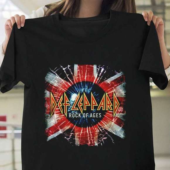 Gildan Tops - Def Leppard Rock Of Ages Union Jack T Shirt